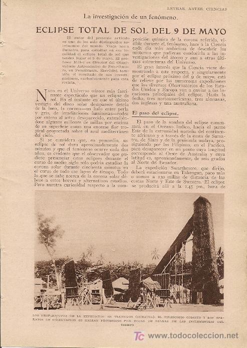 Coleccionismo de revistas y peri&oacute;dicos: Eclipse total de sol del 9 de mayo - 1929