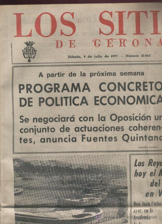 Collezionismo di Riviste e Giornali: PERIODICO LOS SITIOS DE GERONA.09-07-1977. NOVA PLATJA SANT FELIU GUIXOLS.REYES EN MONASTERIO PUIG.V
