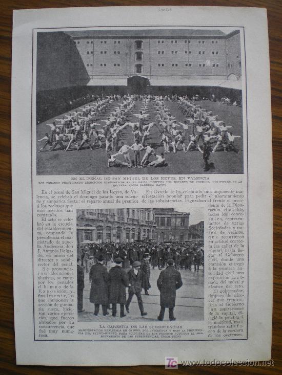 Coleccionismo de revistas y peri&oacute;dicos: RECORTE DE PRENSA 1916 - PENAL DE SAN MIGUEL DE LOS REYES VALENCIA, MANIFESTACION OVIEDO, ESQUI