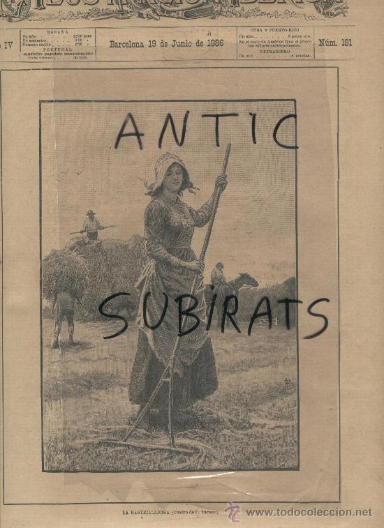 Coleccionismo de Revistas y Peri&oacute;dicos: PORTADA DE LA REVISTA ILUSTRACION IBERICA.19 06-1886.LA RASTRILLADORA.CUADRO DEL PINTOR P.TARRANT.