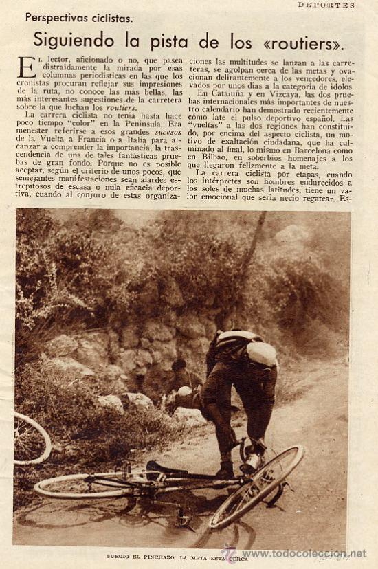 Coleccionismo de revistas y peri&oacute;dicos: CICLISMO 1930 LOS ROUTIERS 2 HOJA REVISTA