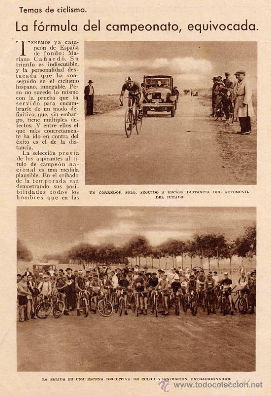 Coleccionismo de revistas y peri&oacute;dicos: CICLISMO 1930 CAMPEON ESPA&Ntilde;A MARIANO CA&Ntilde;ARDO 2 HOJAS REVISTA