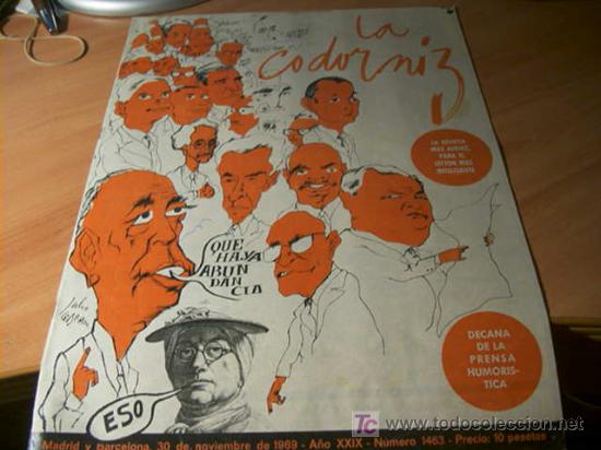 Coleccionismo de Revistas y Peri&oacute;dicos: LA CODORNIZ . N&ordm; 1463 30 - NOVIEMBRE - 1969
