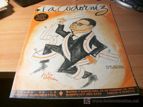 Coleccionismo de Revistas y Peri&oacute;dicos: LA CODORNIZ .  N&ordm; 1371 ( 25 - FEBRERO - 1968 )