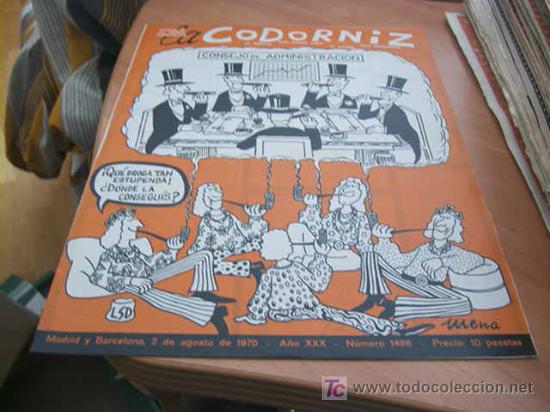 Coleccionismo de Revistas y Peri&oacute;dicos: LA CODORNIZ . N&ordm; 1498 ( 2 - AGOSTO - 1970 )