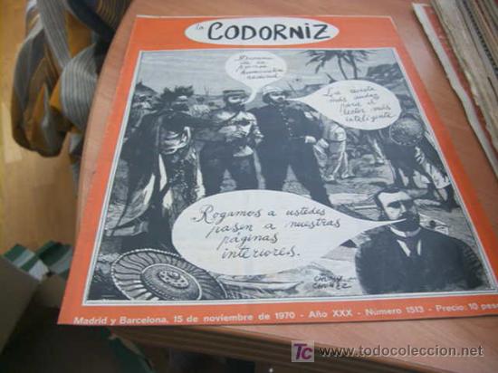 Coleccionismo de Revistas y Peri&oacute;dicos: LA CODORNIZ . N&ordm; 1513 ( 15 - NOVIEMBRE - 1970 )