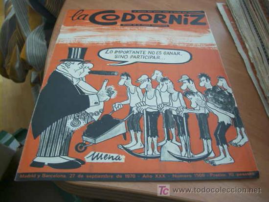 Coleccionismo de Revistas y Peri&oacute;dicos: LA CODORNIZ . N&ordm; 1506 ( 27 - SEPTIEMBRE - 1970 )