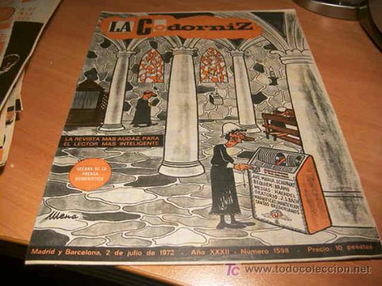 Coleccionismo de Revistas y Peri&oacute;dicos: LA CODORNIZ .  N&ordm; 1598 ( 2 - JULIO - 1972 )