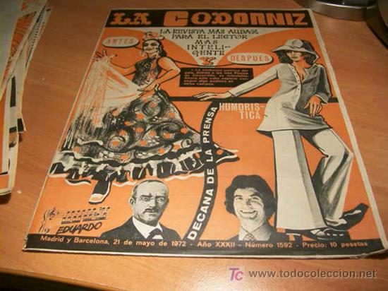 Coleccionismo de Revistas y Peri&oacute;dicos: LA CODORNIZ .  N&ordm; 1592 ( 21 - MAYO - 1972 )