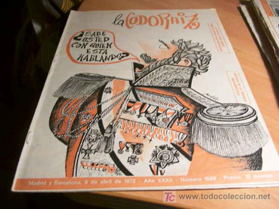 Coleccionismo de Revistas y Peri&oacute;dicos: LA CODORNIZ .  N&ordm; 1586 ( 9 - ABRIL - 1972 )