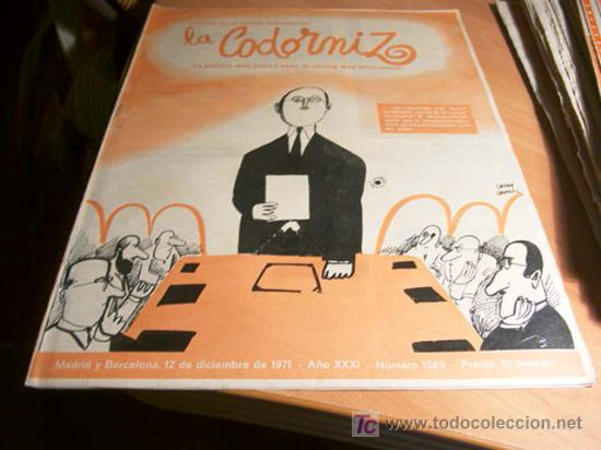 Coleccionismo de Revistas y Peri&oacute;dicos: LA CODORNIZ .  N&ordm; 1569 ( 12 - DICIEMBRE - 1971 )