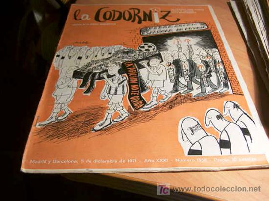 Coleccionismo de Revistas y Peri&oacute;dicos: LA CODORNIZ .  N&ordm; 1568 ( 5 - DICIEMBRE - 1971 )