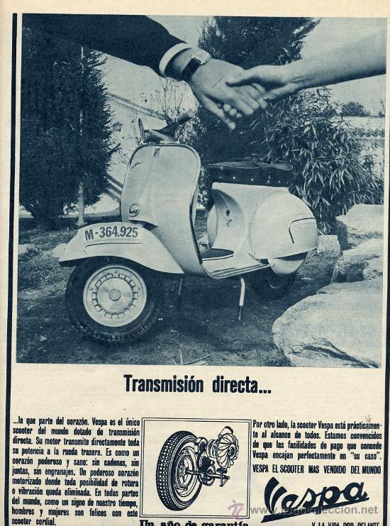 Coleccionismo de Revistas y Peri&oacute;dicos: VESPA  1965 MOTOCILETAS  MOTOS HOJA REVISTA