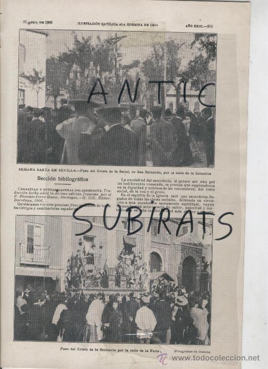 Coleccionismo de Revistas y Peri&oacute;dicos: ILUSTRACION CATOLICA A&Ntilde;O 1906 SEMANA SANTA DE EN SEVILLA CRISTO DE LA SALUD DE LA SENTENCIA