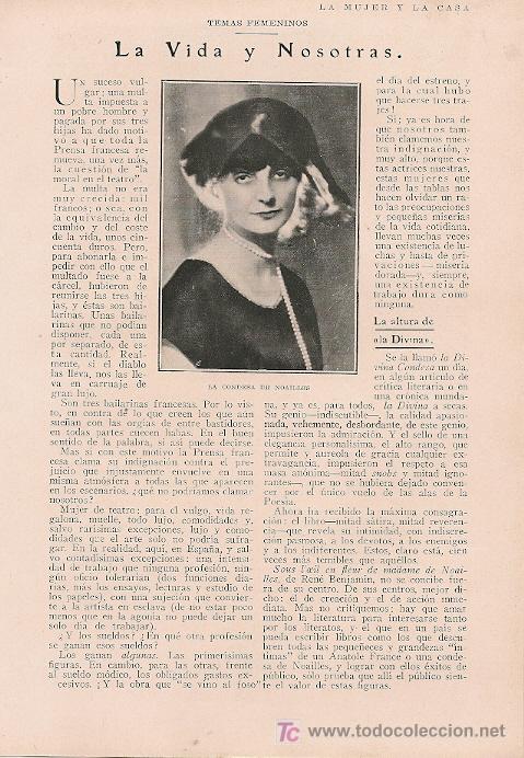 Collezionismo di Riviste e Giornali: La condesa de Noailles - In&eacute;s Lidelba / art&iacute;culo de Margarita Nelken - 1929
