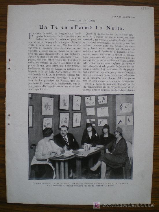 Sammeln von Zeitschriften und Zeitungen: RECORTE DE PRENSA 1929 - ANDRE CORTHIS, SR. DE LA CERDA Y SRA., SRA. DE RUEDA Y PRINCESA MURAT