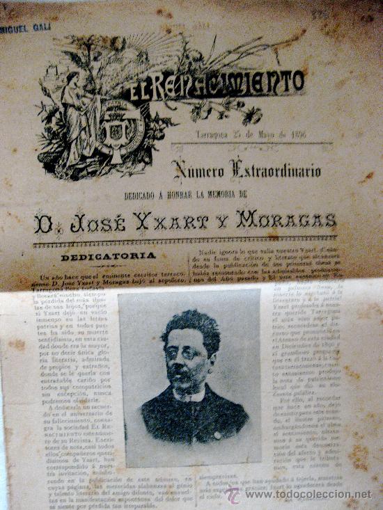 Coleccionismo de Revistas y Peri&oacute;dicos: REVISTA EL RENACIMIENTO. TARRAGONA. 1896. YXART. NARC&Iacute;S OLLER. OPISSO. ALEGRET