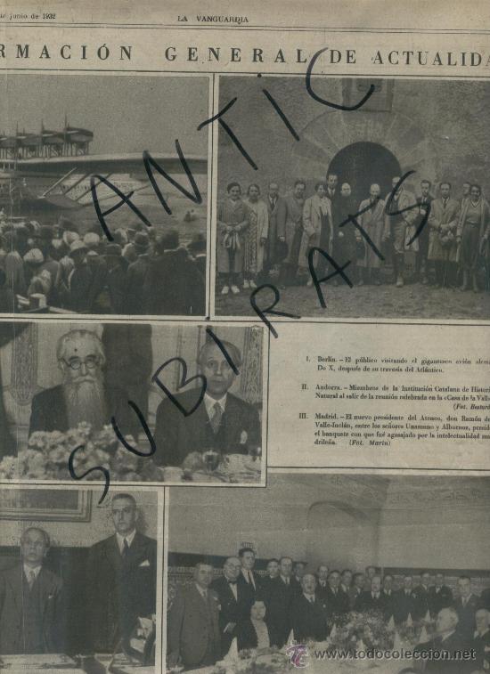 Coleccionismo de Revistas y Peri&oacute;dicos: LA VANGUARDIA A&Ntilde;O 1932 ANDORRA UNAMUNO ALBORNOZ VALLE INCLAN FELIX MESTRES SOLER GILI LLIMONA