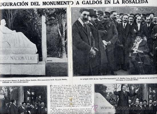 Coleccionismo de revistas y peri&oacute;dicos: BENITO PEREZ GALDOS 1915 MONUMENTO INAUGURACION 2 HOJAS REVISTA