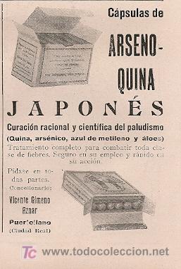 Coleccionismo de Revistas y Peri&oacute;dicos: Publicidad farmacia : C&aacute;psulas de Arseno-quina para las fiebres - 1924