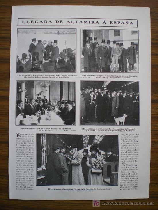 Collectionnisme de Revues et Journaux: RECORTE DE PRENSA 1910 - SR. ALTAMIRA EN CORU&Ntilde;A, SANTANDER Y MADRID - HOMENAJE A CHAPI EN VILLENA