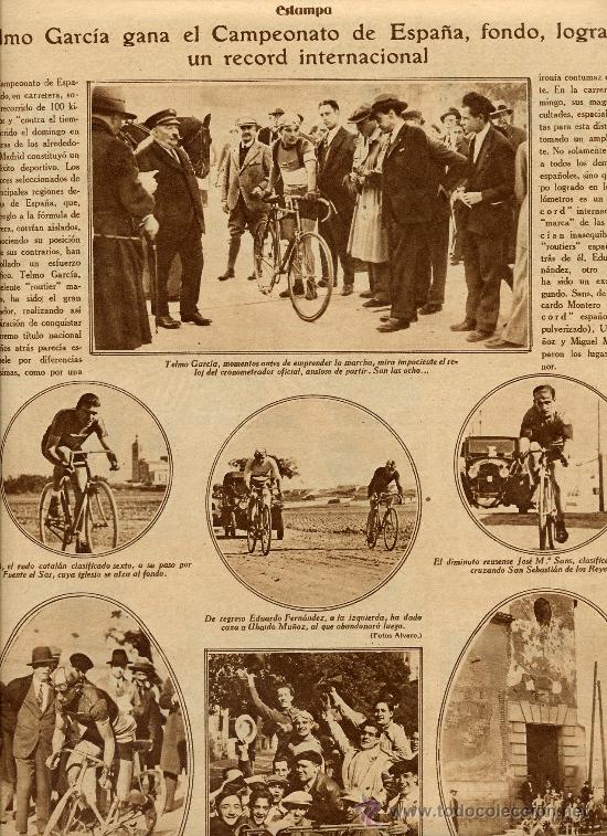Coleccionismo de revistas y peri&oacute;dicos: CICLISMO 1928 TELMO GARCIA CAMPEON HOJA REVISTA