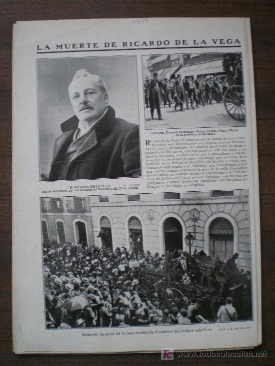 Colecionismo de Revistas e Jornais: RECORTE DE PRENSA 1910 - ENTIERRO DEL SAINETERO RICARDO DE LA VEGA - SR. CALBETON EN BARCELONA