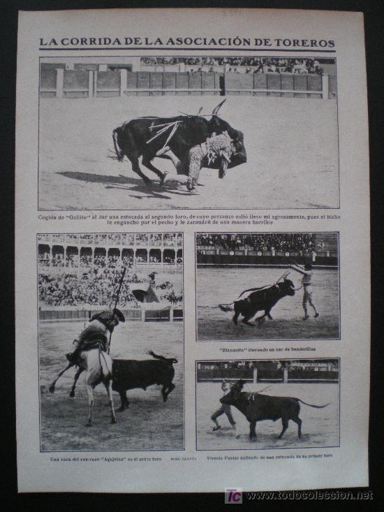 Coleccionismo de revistas y peri&oacute;dicos: RECORTE DE PRENSA 1910 - TOROS VICENTE PASTOR GALLITO BLANQUITO AGUJETAS - ANTONIA ARRIETA