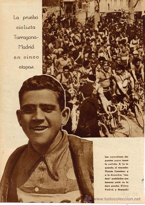 Coleccionismo de revistas y peri&oacute;dicos: TARRAGONA -MADRID 1936 CICLISMO 2 HOJAS REVISTA
