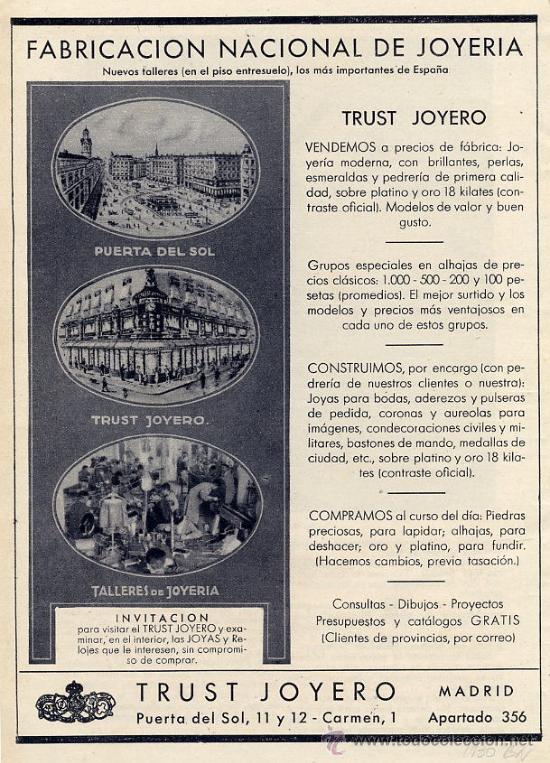 Coleccionismo de Revistas y Peri&oacute;dicos: MADRID 1930 EL TRUST JOYERO HOJA REVISTA