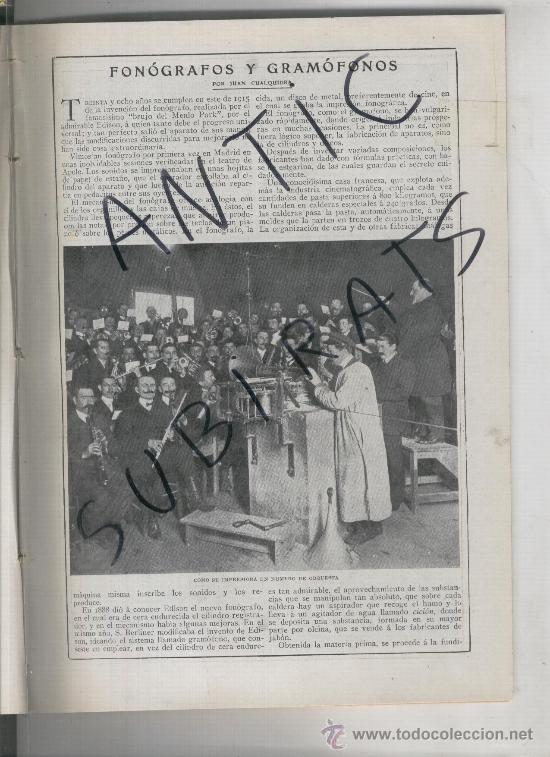 Collezionismo di Riviste e Giornali: A&Ntilde;O 1915 FONOGRAFOS GRAMOFONOS SARDINERO TEMPORAL EN ZUERA AZPEITIA TORRELAVEGA SABADELL GUIMERA