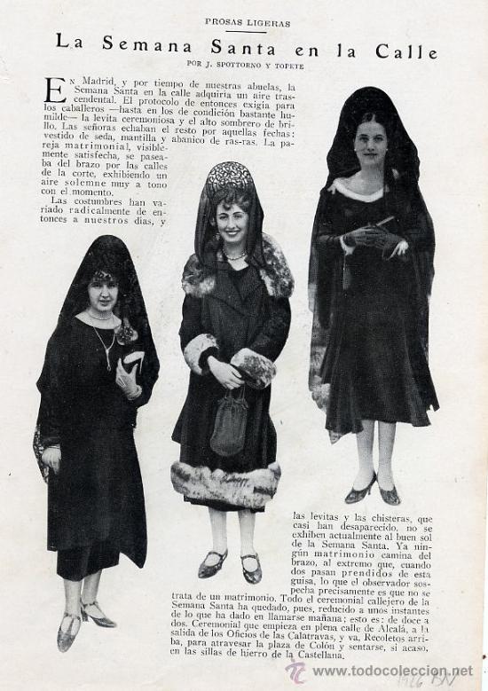 Coleccionismo de Revistas y Peri&oacute;dicos: MANTILLAS Y SEMANA SANTA 1926    2 HOJAS REVISTA
