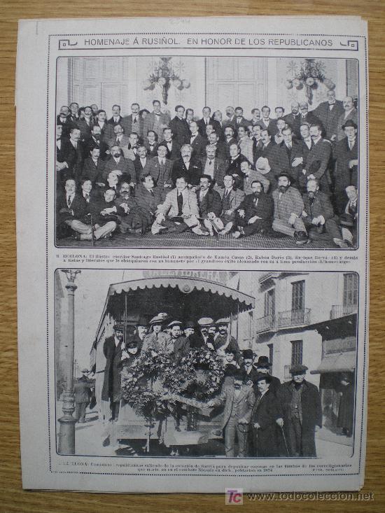 Coleccionismo de Revistas y Peri&oacute;dicos: RECORTE DE PRENSA 1914 - BARCELONA SANTIAGO RUSI&Ntilde;OL ESTACION DE SARRIA - CAMILO GARCIA DE POLAVIEJA