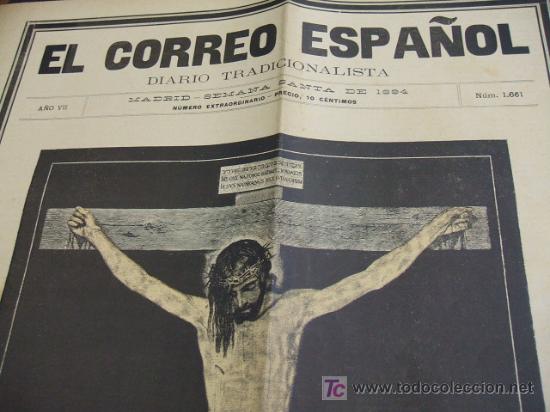 Coleccionismo de Revistas y Peri&oacute;dicos: EL CORREO ESPA&Ntilde;OL  -  MADRID - SEMANA SANTA DE 1.894 - SANTO CRISTO EN LA CRUZ -