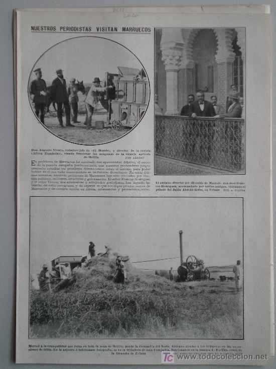 Coleccionismo de revistas y peri&oacute;dicos: RECORTE DE PRENSA 1914 - PERIODISTAS VISITAN TETUAN, LLANURA DE BU ERG (MARRUECOS) Y MELILLA
