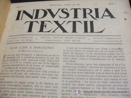 Coleccionismo de revistas y peri&oacute;dicos: INDUSTRIA TEXTIL - A&Ntilde;O 1.918 COMPLETO - 12 REVISTAS ENCUADERNADAS -