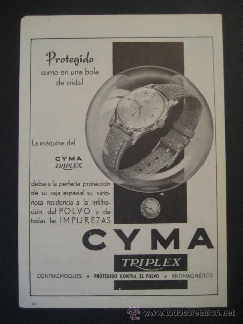 Collection Magazines and Newspapers: ANTIGUA PUBLICIDAD ANUNCIO DE RELOJES CIMA. DE LOS A&Ntilde;OS 50