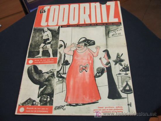 Coleccionismo de Revistas y Peri&oacute;dicos: REVISTA LA CODORNIZ - N&ordm; 422 - 11 DICIEMBRE 1.949  -