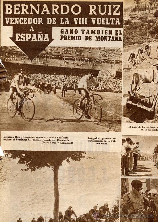 Coleccionismo de revistas y peri&oacute;dicos: CICLISMO 1948 BERNARDO RUIZ VUELTA ESPA&Ntilde;A HOJA REVISTA