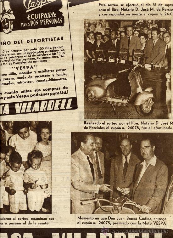Coleccionismo de Revistas y Peri&oacute;dicos: SORTEO VESPA CASA VILARDELL 1956 HOJA REVISTA