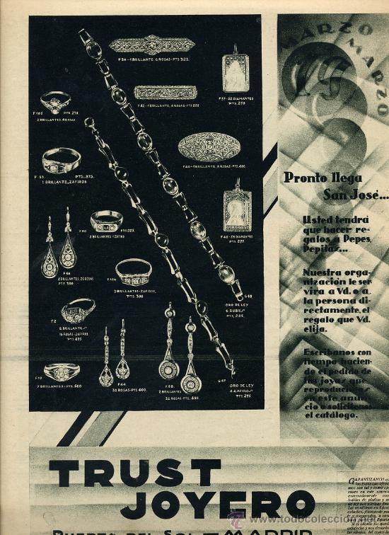 Coleccionismo de Revistas y Peri&oacute;dicos: TRUST JOYERO 1931 HOJA REVISTA