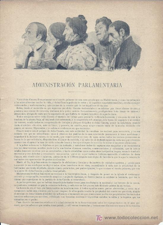 Collection Magazines and Newspapers: Administraci&oacute;n parlamentaria / cuento de Rafael Torrom&eacute; con dibujos de M&eacute;ndez  - 1897
