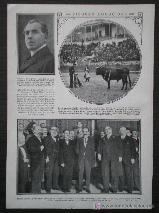 Sammeln von Zeitschriften und Zeitungen: RECORTE DE PRENSA 1914 - EDUARDO ZAMACOIS, MAESTRO USANDIZAGA, TOROS GALLITO,SE&Ntilde;OR RIALP (MAURISTAS)
