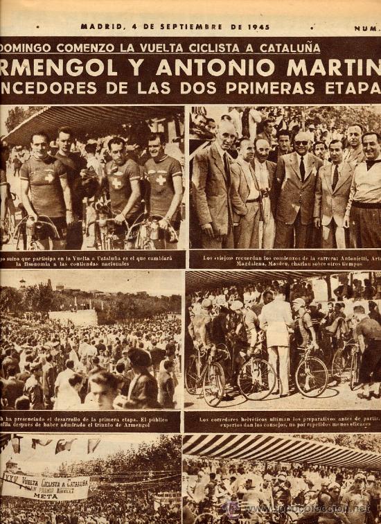 Coleccionismo de revistas y peri&oacute;dicos: CICLISMO 1945 VUELTA CATALU&Ntilde;A  2 HOJAS REVISTA