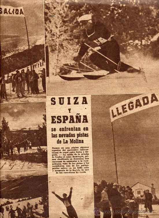 Coleccionismo de revistas y peri&oacute;dicos: LA MOLINA 1946 ESQUI SUIZA-ESPA&Ntilde;A 2 HOJAS REVISTA