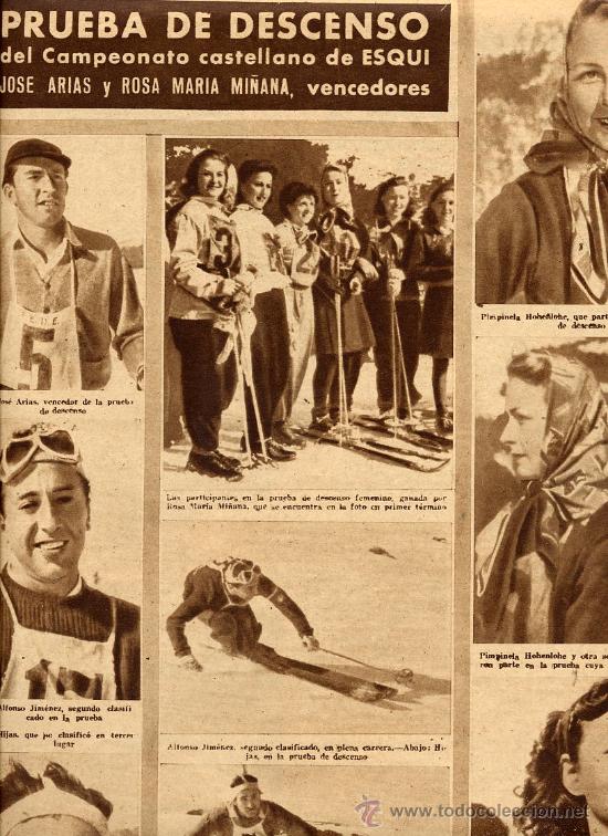 Coleccionismo de revistas y peri&oacute;dicos: NAVACERRADA 1945 ESQUI FONDO HOJA REVISTA