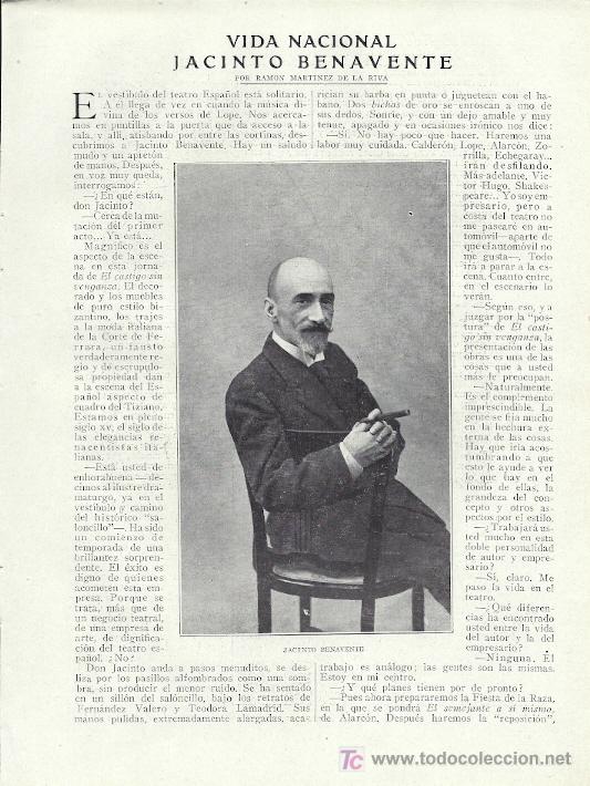Coleccionismo de Revistas y Peri&oacute;dicos: [Sobre] Jacinto Benavente / art&iacute;culo de Ram&oacute;n Mart&iacute;nez de la Riva - 1919