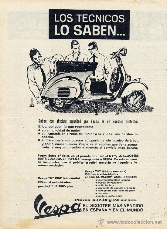 Coleccionismo de Revistas y Peri&oacute;dicos: VESPA  1963 HOJA REVISTA