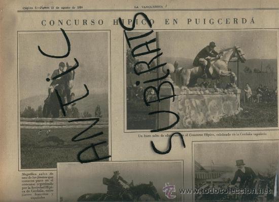 Coleccionismo de Revistas y Peri&oacute;dicos: LA VANGUARDIA 21-08-1930 CONCURSO HIPICO EN PUIGCERDA HIPODROMO CARRERA DE CABALLOS CERDANYA