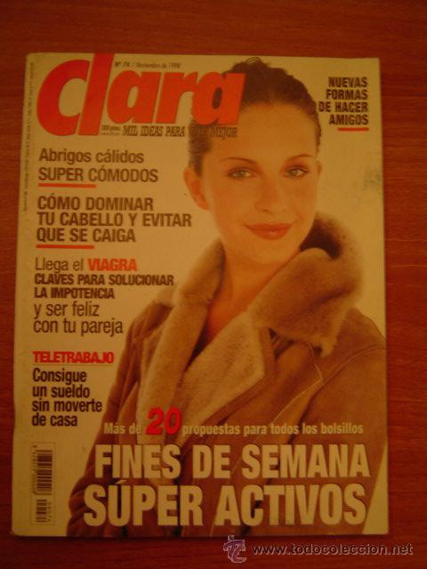 Coleccionismo de Revistas y Peri&oacute;dicos: REVISTA CLARA - N&ordm; 74 . NOVIEMBRE   1998 .FINES DE SEMANA SUPER ACTIVOS